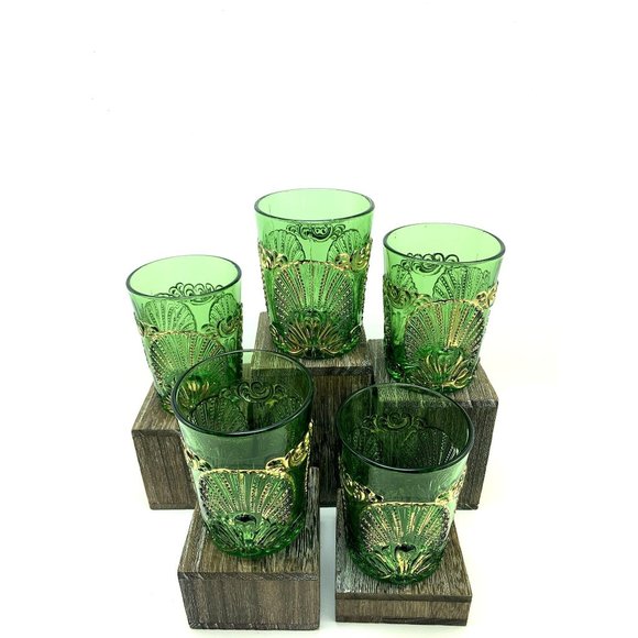 EAPG National Glass Geneva Emerald Green Rocks Glasses. - Picture 4 of 10